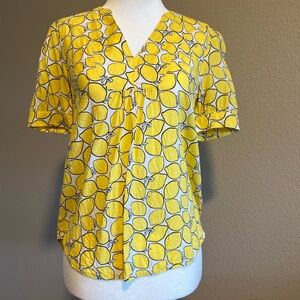 Anthropologie Lemon Blouse 3 of 52 Conversations Sz 0
